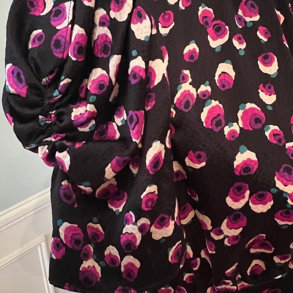 ANNA SUI Vintage Silk Dress, Size 8, Black & Purple Flower Petals, Early 2000s! - Picture 8 of 13
